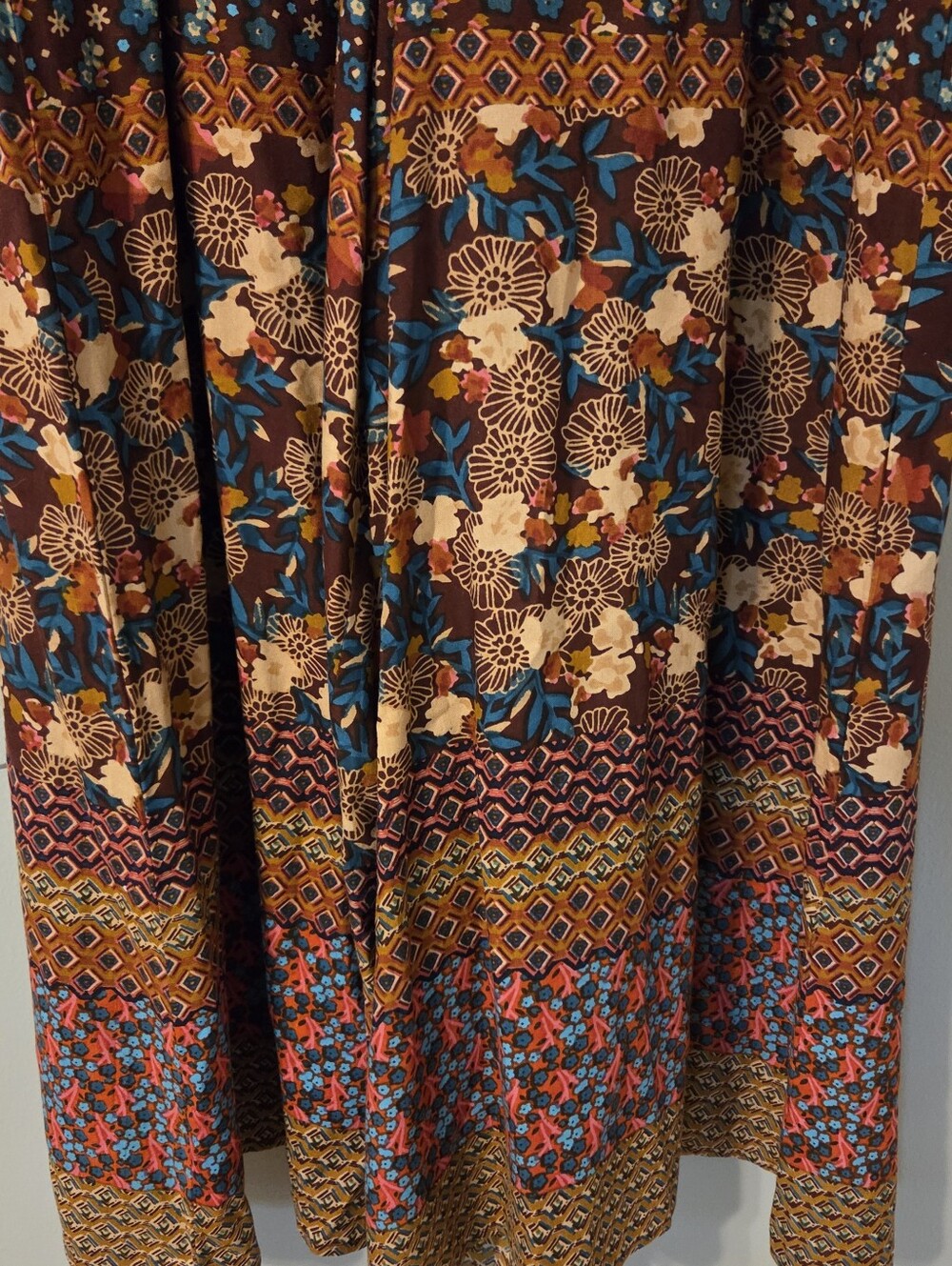 Natural Life Women's Let's Just Go Wide Leg Jumpsuit Sz XS Boho Maroon Floral - Picture 6 of 8